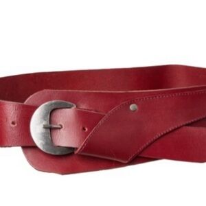 Free People Dark Red Leather Belt with Antique Silver Accents
